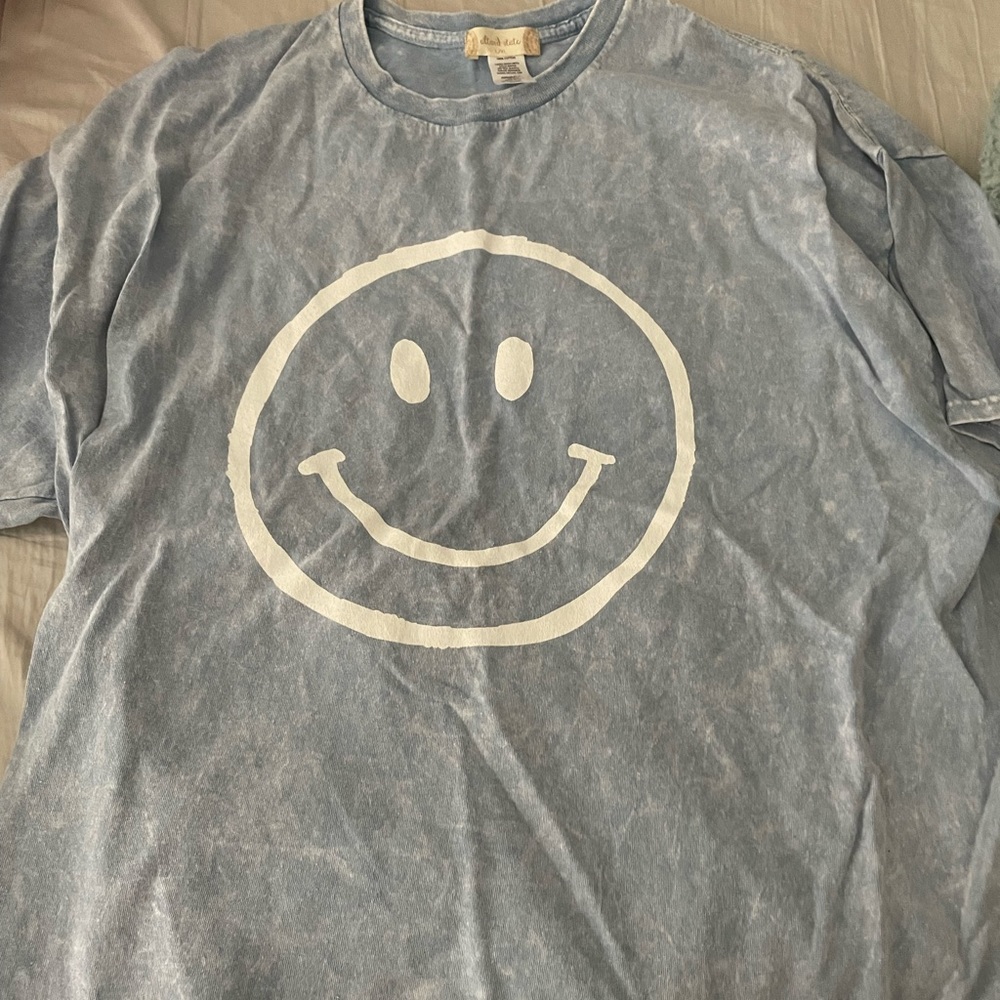 Altar’d State Blue Smiley Face T-Shirt